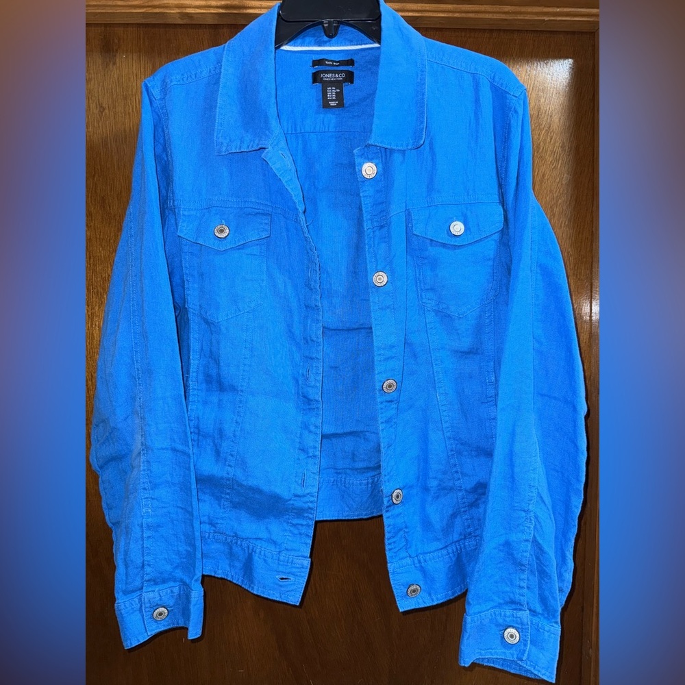 Jones New York Vibrant Blue linen Jacket